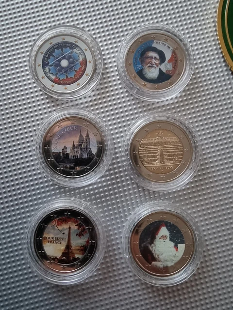 Lot de 6 pièces 2 Euros Colorées