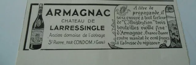 Publicité Advert 1933 Armagnac Chateau de Larressingle Abbaye St Pierre