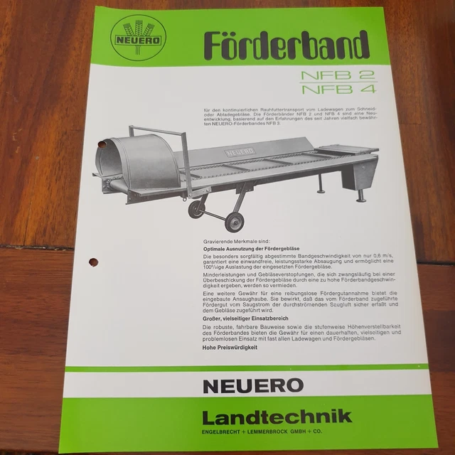 NEUERO 1974 Förderband NFB  Schlepper Traktor Prospekt Landmaschinen c
