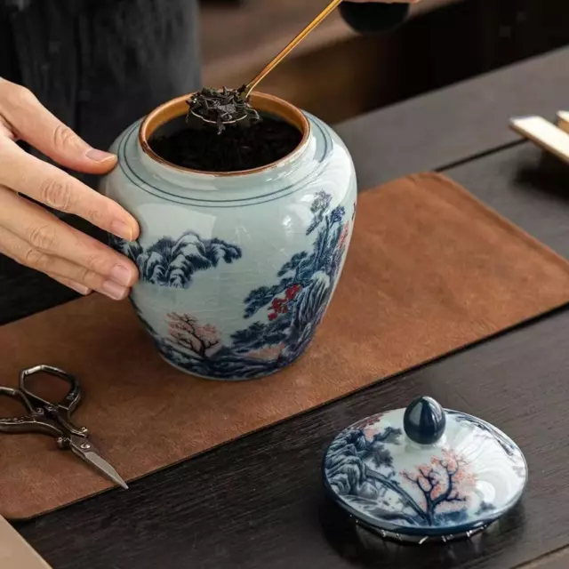 Blue White Porcelain Ginger Jar Vase Ancient Chinese Table Decoration Glazed