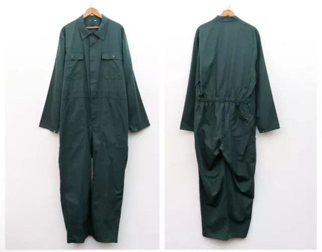 WORK OVERALLS Vtg Men's 2XL Green French Worker Cotton Coverall Jump Suit Bibs