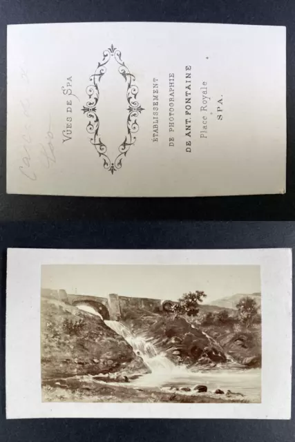 Fontaine, Belgique, Cascade de Coo Vintage cdv albumen print CDV, tirage album