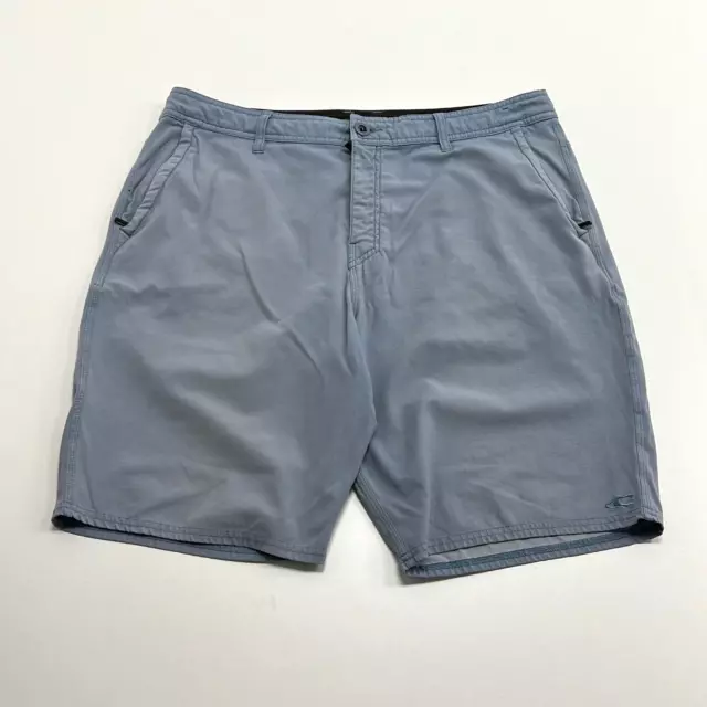 O'Neill Men's Blue Flat Front Slash Pocket Hybrid Chino Shorts Size 34