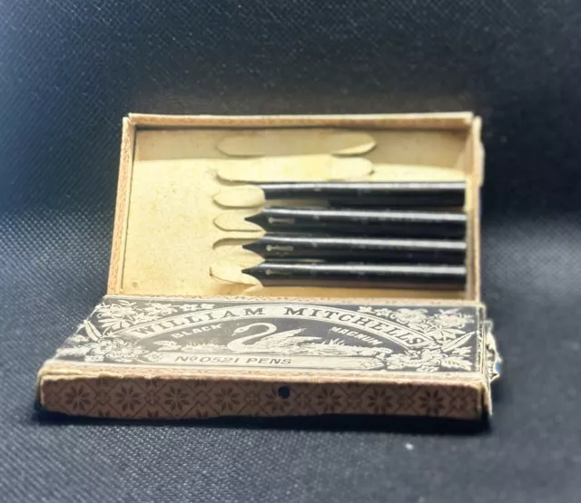 Antique William Mitchell Steel Pen Nibs no.0521, 4 Unused Nibs in Original Box