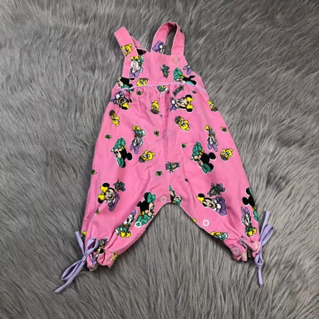 Vintage Disney Baby Girls Pink Corduroy Minnie Daisy Romper