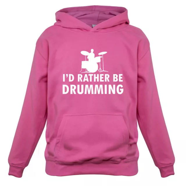 I'd Rather Be Drumming - Kids Hoodie Drummer Drum Musician Band Music Rock