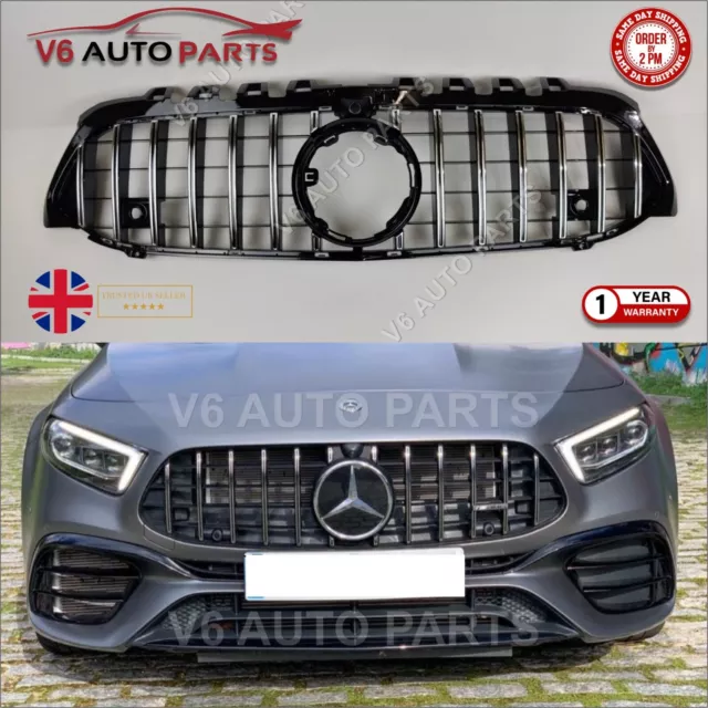For Mercedes A-Class W177 AMG A35 4-matic A45 Front Bumper Chrome Grille 2018-22