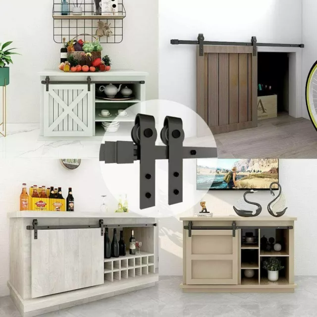 Super Mini Sliding Barn Door Hardware Kit Track for Cabinet TV Stand Console