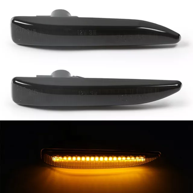 2x LED Klarglas Seitenblinker Schwarz Smoke SET für BMW 7er E65 E66 ab 2001-2008