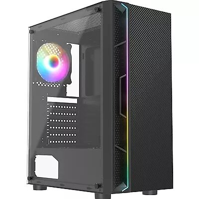 Cit Galaxy Black Mid-Tower Pc Gaming Case With 1 X Led Strip 1 X 120Mm Rainbow R