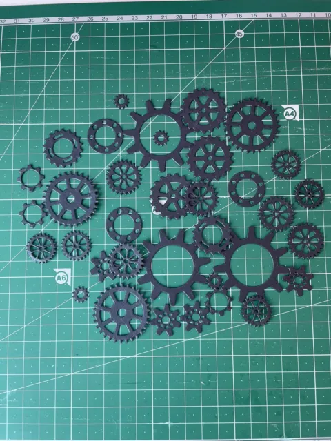 35 X Steampunk Gears card toppers for card making. Embellishments Ephemera