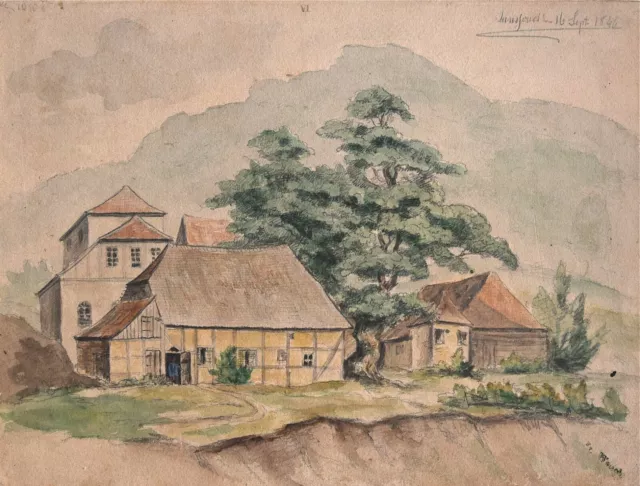 Johann Friedrich Welsch 1796  aquarellierte Zeichnung datiert 1846 Biedermeier