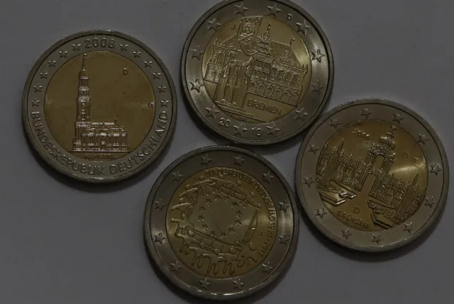 🧭 🇩🇪 Germany 2 Euro - 4 Commemorative Coins B56 #42