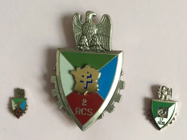 Lot 2 Pin's + INSIGNE MILITAIRE RCS 2/10 /17 TRAIN CROIX DE LORRAINE AIGLE EAGLE