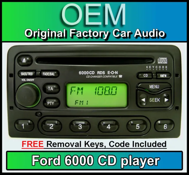 Ford Transit CD player, {Ford 6000} car stereo with radio removal keys and code