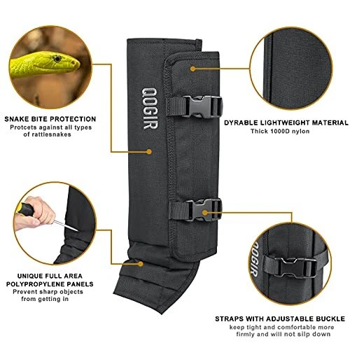 QOGIR Snake Gaiters for Hunting: Durable Snake Guards Adjustable Size(Black)