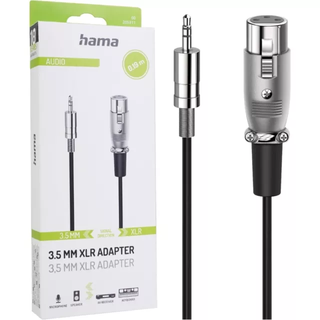 Hama Kabel-Adapter 3,5mm Klinke auf XLR Klinken-Stecker zu XLR-Buchse Stereo