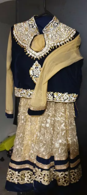 Beautiful Navy and Gold bridal lengha dress asian indian pakistani