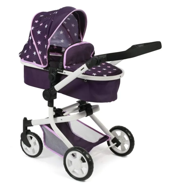 Puppenwagen Bayer Chic 2000 Mika 2in1 Kombi Buggy Spielzeug Sterne Lila B-WARE