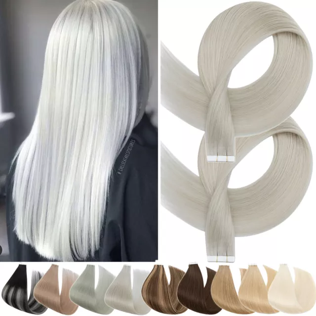 10-80 Bandes Extensions De Cheveux Tape In Bande Adhesive Naturels Humain Remy P