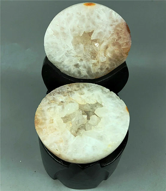 Geode ! Unique Polished Red Orange CARNELIAN AGATE Geode Crystal Stone Stand