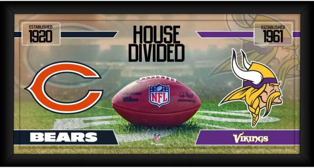 Chicago Bears vs Minnesota Vikings Frmd 10" x 20" House Divided Football Collage