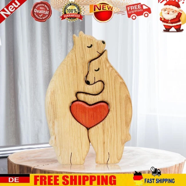 Holz-Familienpuzzle Bären dekorative Bären-Kunstskulptur aus Holz (B)