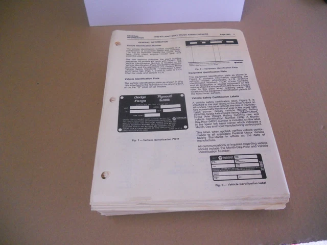 Original 1982-1983 Mopar Dodge Truck Parts and Illustration Catalog