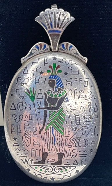 Antique Victorian Egyptian Revival Markowitsch & Scheid Enamel 800 Silver Locket Antique Victorian Egyptian Revival Markowitsch & Scheid Enamel 800 Silver Locket