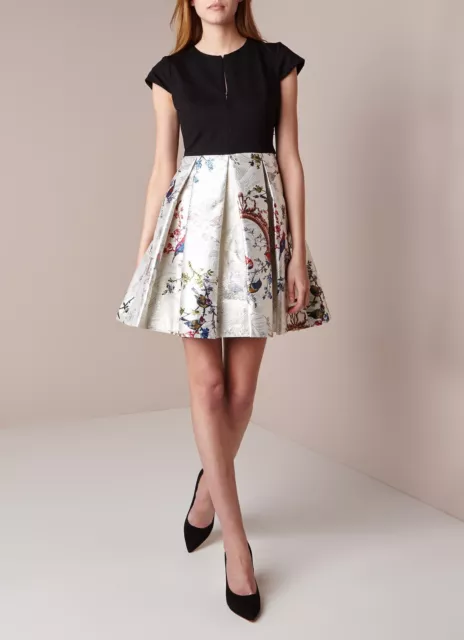 TED BAKER OPULENT Fauna Skirt Dress Briege Size 1 UK8 Jersey And Jacquard 54.00 PicClick UK