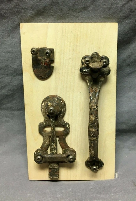 Antique Vintage Cast Iron Thumb latch Door Handle Hardware Set Old 1136-21B