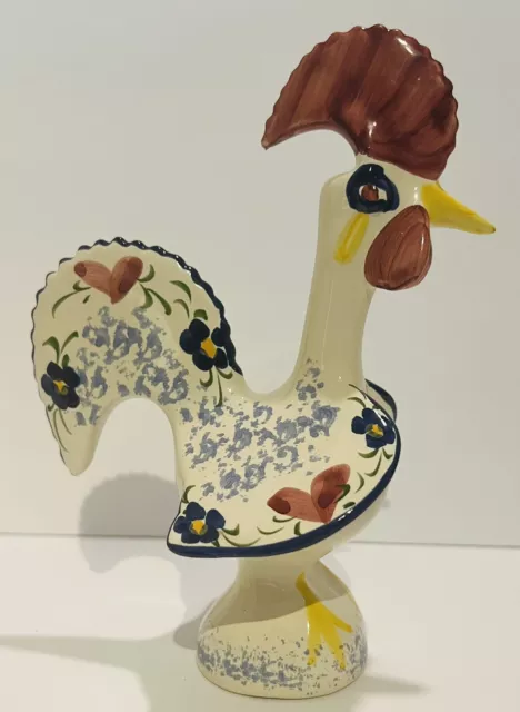 Vintage Folk Art Hand Painted Ceramic Good Luck Rooster Made in Portugal