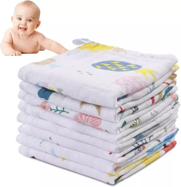 XelNaga Babywaschlappen Musslin 8er-Pack, 100 % Baumwolle Baby Gesichtstuch und Wäsche für 2