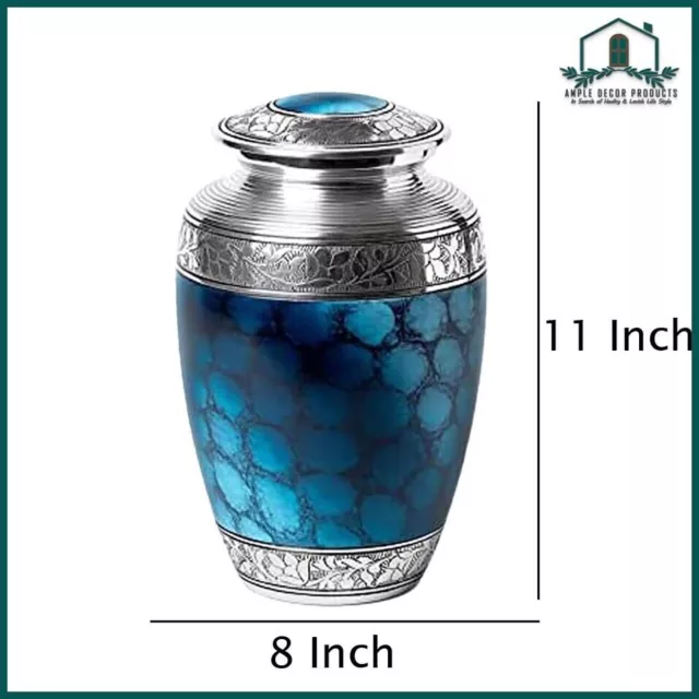 Handcrafted Cremation Urns for Human Ashes - Beautiful Large Blue with Bag