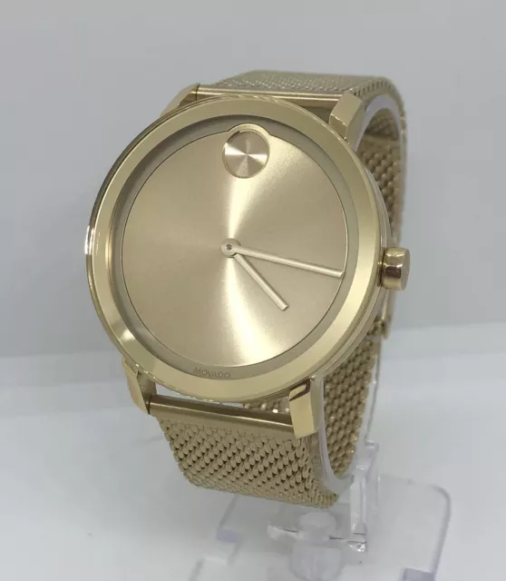 MINT MOVADO Bold All Gold Tone Men's Watch 40mm Swiss Made Mesh Band 3600560