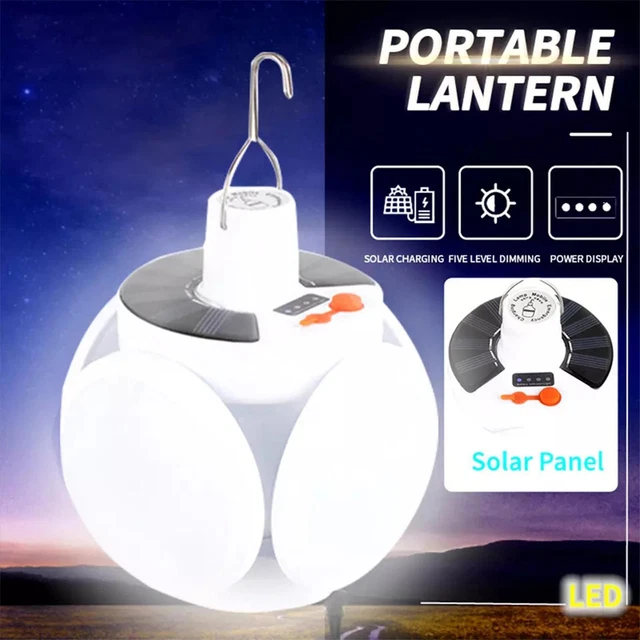 Solar LED Camping Light Soccer Ball Shape Outdoor Portable Night Lamp Collapsib.