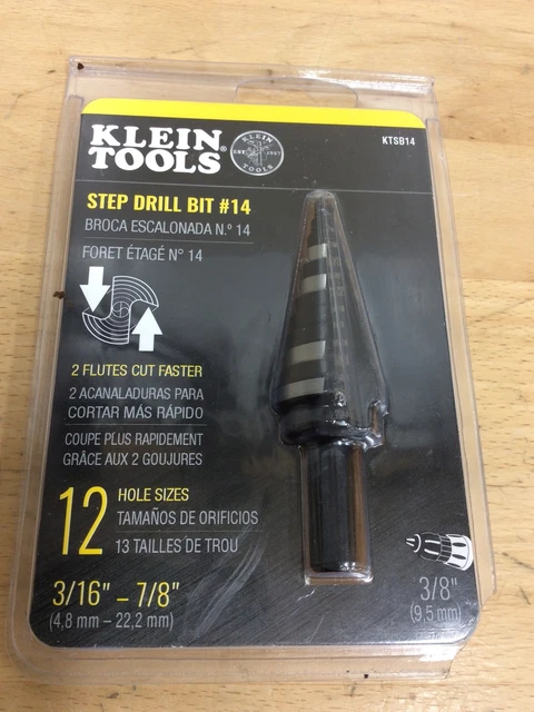 KLEIN TOOLS KTSB14 Step Drill Bit #14 - Double-Fluted 3/16" - 7/8"