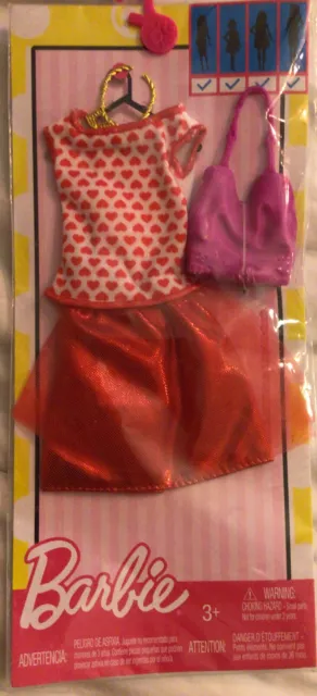 Genuine Mattel Barbie Doll Clothes Valentine's Day Hearts Dress Necklace Purse