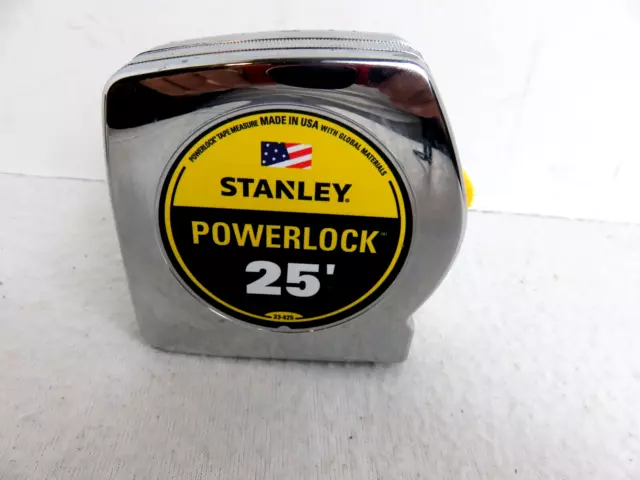 Stanley PowerLock Tape Measure Measuring 33-425 Chrome 25 Ft