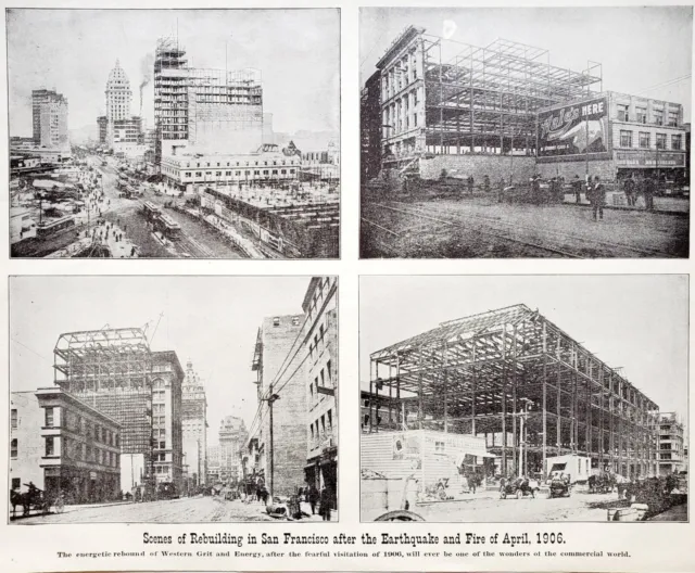 1909 Rebuilding San Francisco Antique Print Fire Earthquake 1906 Construction