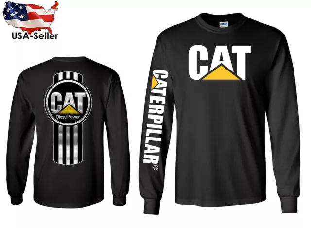 Caterpillar Long T-Shirt CAT Logo Tractor Equipment Bulldozer Construction,