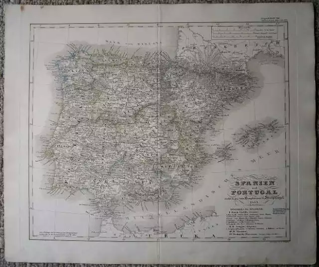 1848 Stieler map SPAIN AND PORTUGAL (#13)