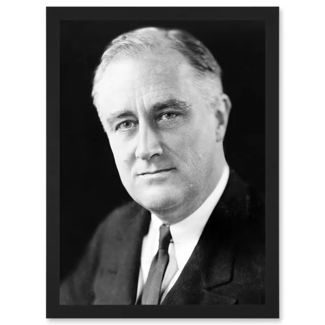 Portrait President FDR Franklin Roosevelt USA Photo Framed A4 Wall Art Print