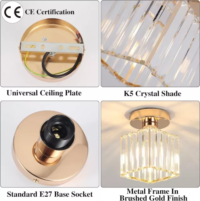 MRHYSWD Modern Crystal Ceiling Lights Living Room Bedroom Hall Gold New Boxed