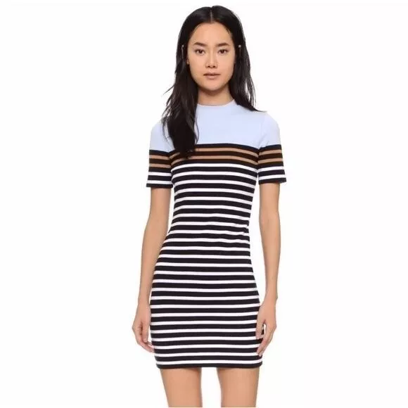 T by Alexander Wang || Engineered Stripe T-Shirt Mini Dress Blue XS 2