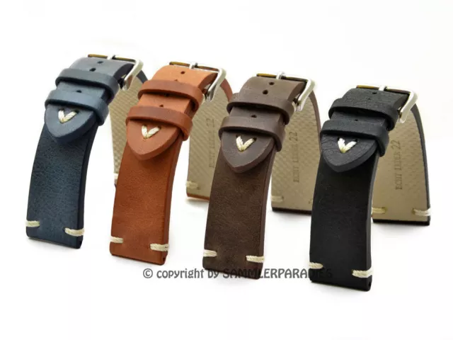 18mm 20mm 22mm 24mm Genuine Leather Vintage Retro Style Watch Strap Band BS