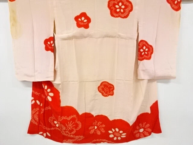 6798245: Japanese Kimono / Antique Juban / Kinsha / Shibori / Abstract Flower