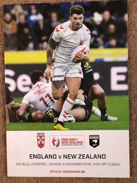 ENGLAND v NEW ZEALAND RUGBY LEAGUE INTERNATIONAL SERIES 2018 2nd TEST PROGRAMME