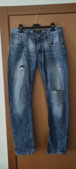 Jeans uomo strappati slim Fit Blu Denim Strappi elastico Moda Design tg 46