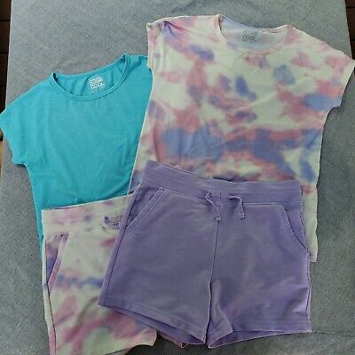 32 DEGREES COOL Set of 2 Short Shirt Outfits Pink Purple Blue, Girls M 10 12